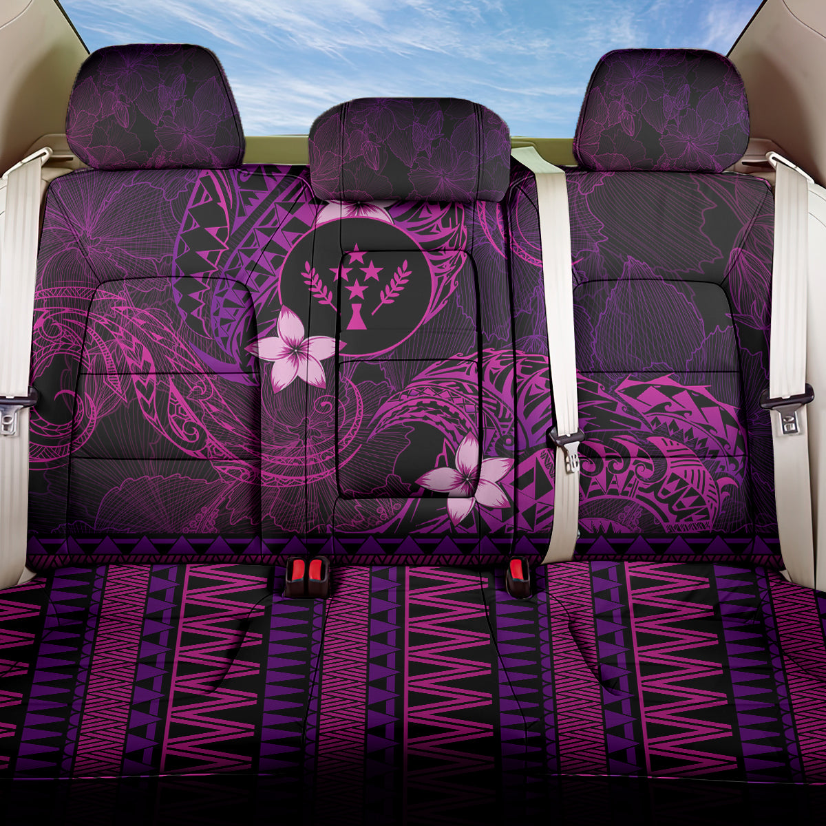 FSM Kosrae State Back Car Seat Cover Tribal Pattern Pink Version LT01