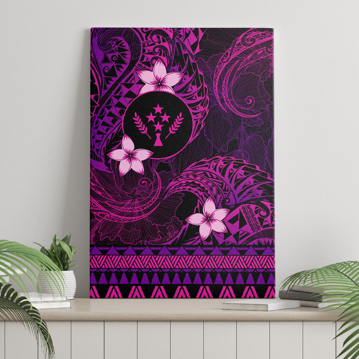 FSM Kosrae State Canvas Wall Art Tribal Pattern Pink Version LT01 - Polynesian Pride