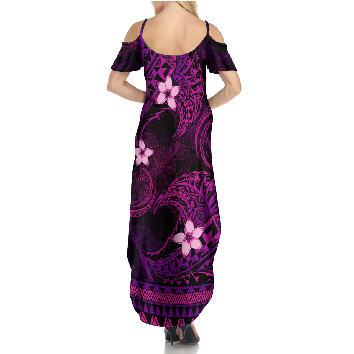 FSM Kosrae State Summer Maxi Dress Tribal Pattern Pink Version LT01 - Polynesian Pride