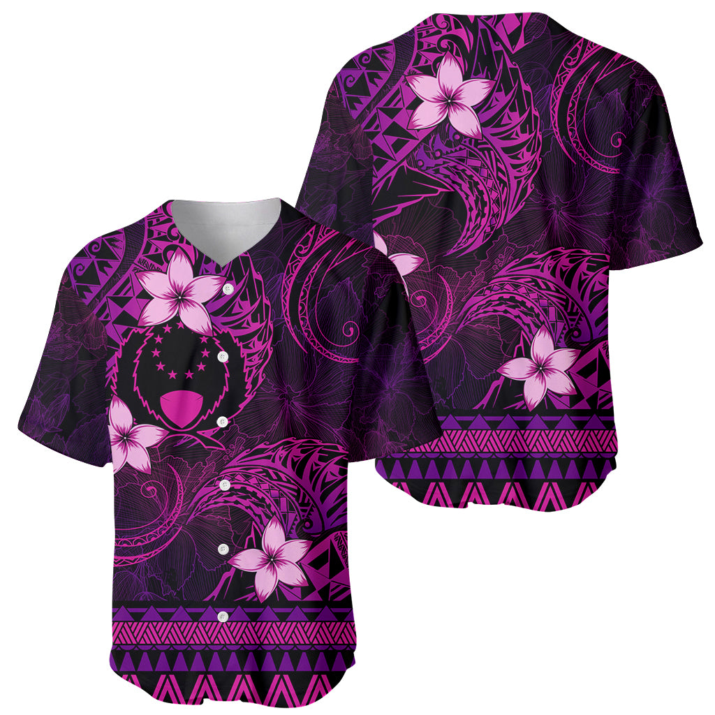 FSM Pohnpei State Baseball Jersey Tribal Pattern Pink Version LT01 - Polynesian Pride