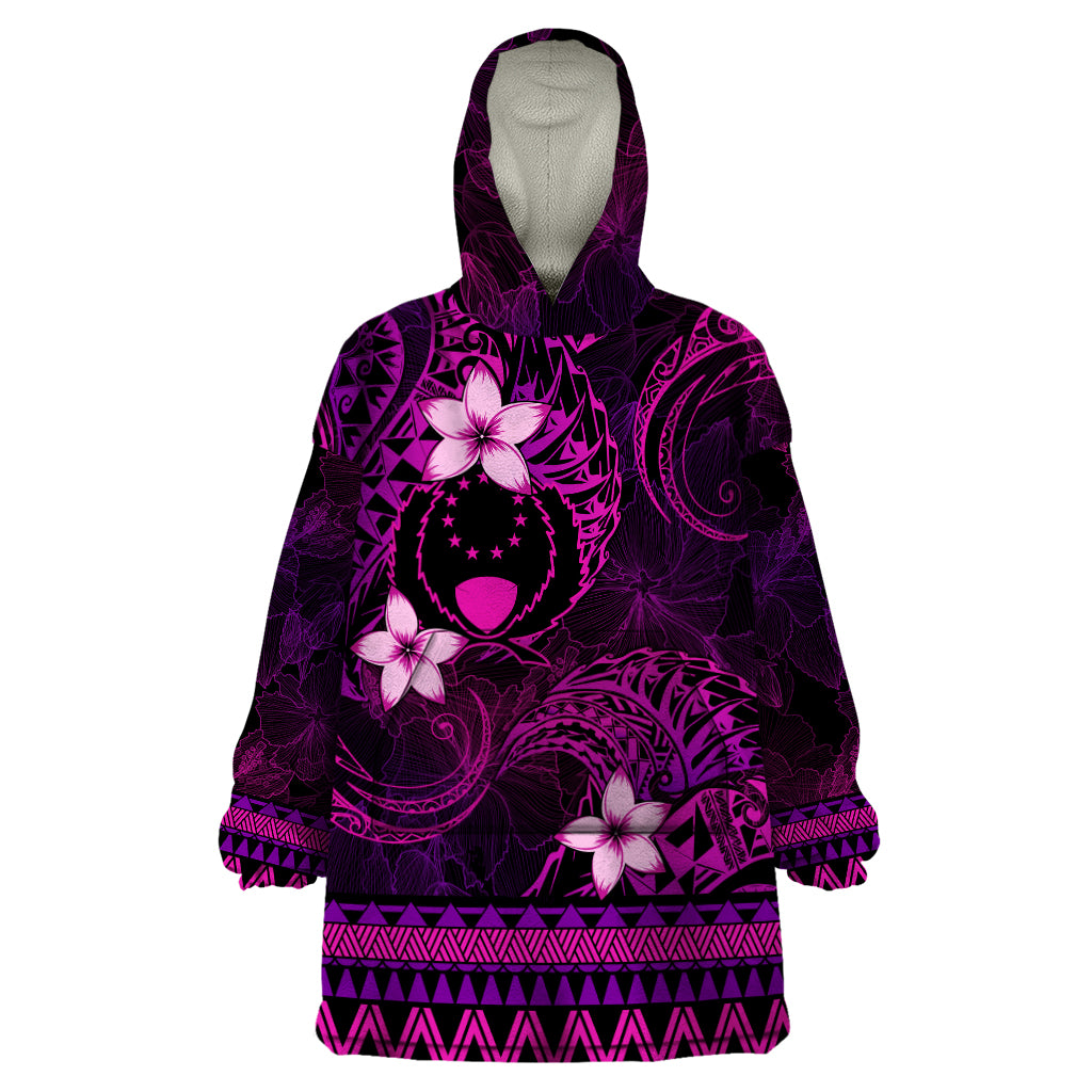 FSM Pohnpei State Wearable Blanket Hoodie Tribal Pattern Pink Version LT01 One Size Pink - Polynesian Pride