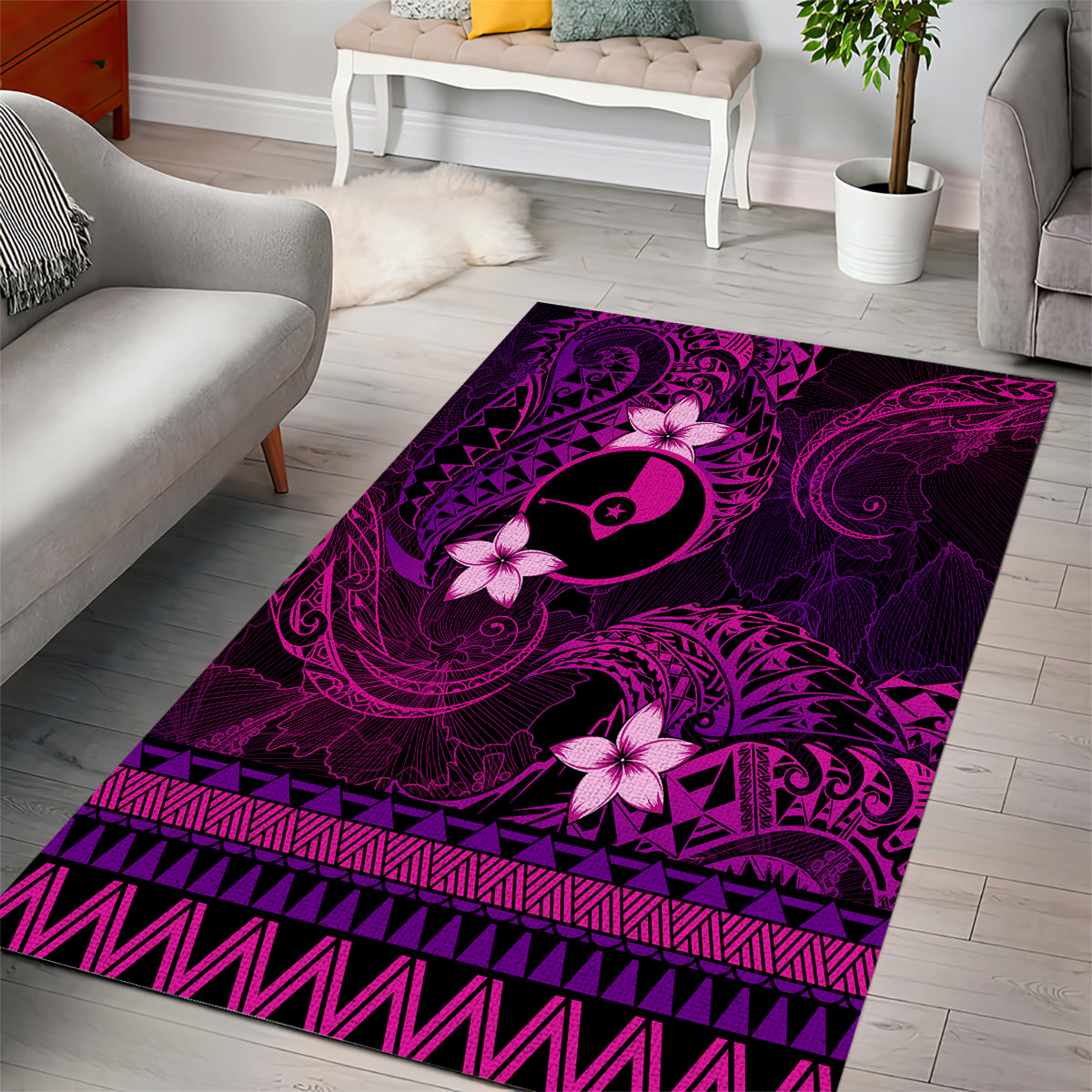 FSM Yap State Area Rug Tribal Pattern Pink Version LT01 - Polynesian Pride