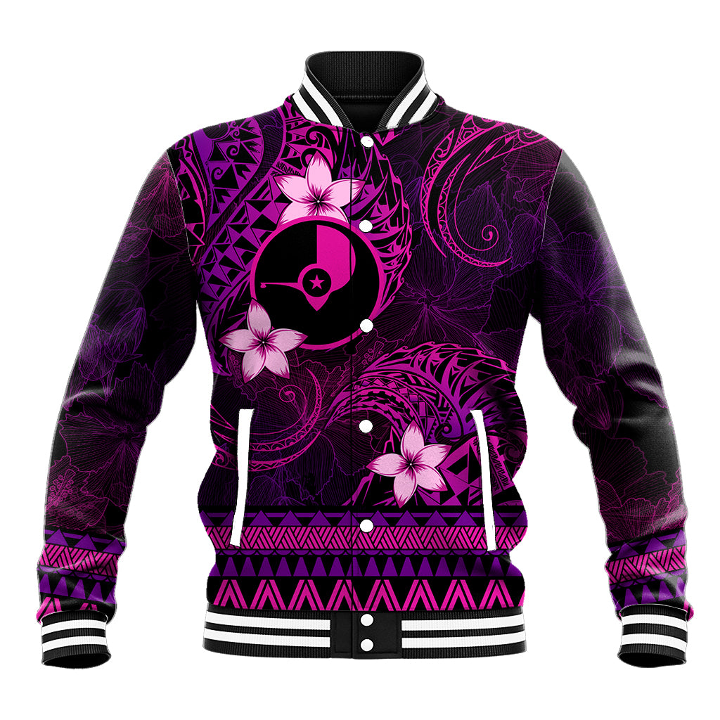 FSM Yap State Baseball Jacket Tribal Pattern Pink Version LT01 Unisex Pink - Polynesian Pride