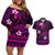 FSM Yap State Couples Matching Off Shoulder Short Dress and Hawaiian Shirt Tribal Pattern Pink Version LT01 Pink - Polynesian Pride