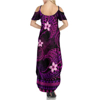 FSM Yap State Family Matching Summer Maxi Dress and Hawaiian Shirt Tribal Pattern Pink Version LT01 - Polynesian Pride