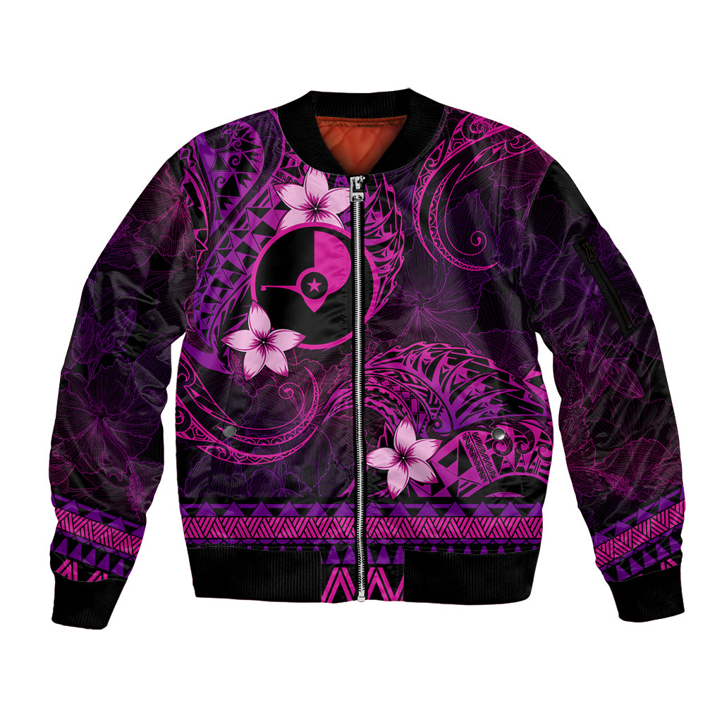 FSM Yap State Sleeve Zip Bomber Jacket Tribal Pattern Pink Version LT01 Unisex Pink - Polynesian Pride