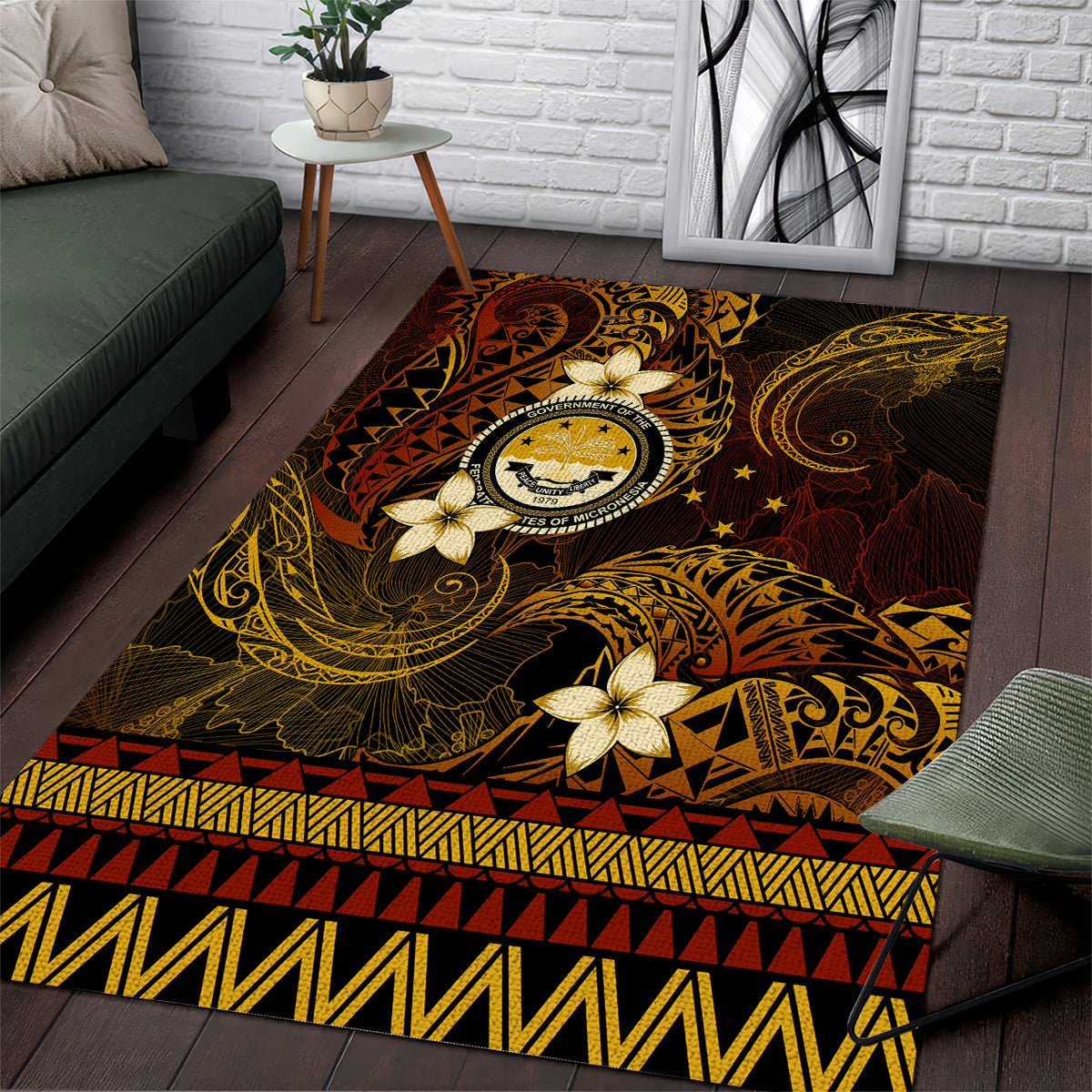 FSM Culture Day Area Rug Tribal Pattern Gold Version LT01 Gold - Polynesian Pride