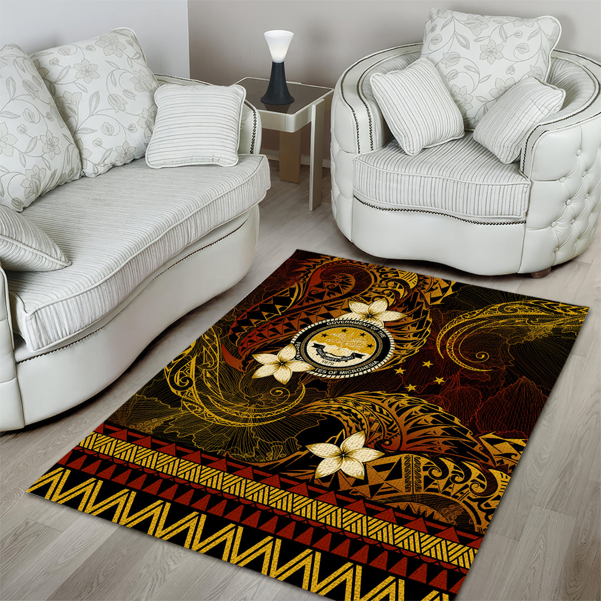 FSM Culture Day Area Rug Tribal Pattern Gold Version LT01 - Polynesian Pride