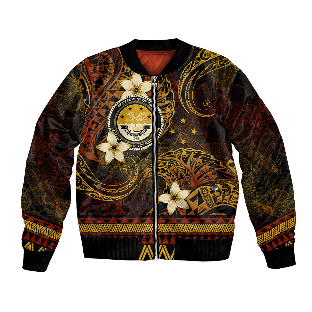 FSM Culture Day Bomber Jacket Tribal Pattern Gold Version LT01 Unisex Gold - Polynesian Pride
