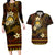 FSM Culture Day Couples Matching Long Sleeve Bodycon Dress and Hawaiian Shirt Tribal Pattern Gold Version LT01 Gold - Polynesian Pride