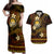 FSM Culture Day Couples Matching Off Shoulder Maxi Dress and Hawaiian Shirt Tribal Pattern Gold Version LT01 Gold - Polynesian Pride