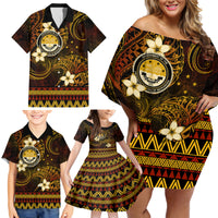 FSM Culture Day Family Matching Off Shoulder Short Dress and Hawaiian Shirt Tribal Pattern Gold Version LT01 - Polynesian Pride