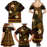 FSM Culture Day Family Matching Summer Maxi Dress and Hawaiian Shirt Tribal Pattern Gold Version LT01 - Polynesian Pride
