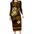 FSM Culture Day Long Sleeve Bodycon Dress Tribal Pattern Gold Version LT01 Long Dress Gold - Polynesian Pride