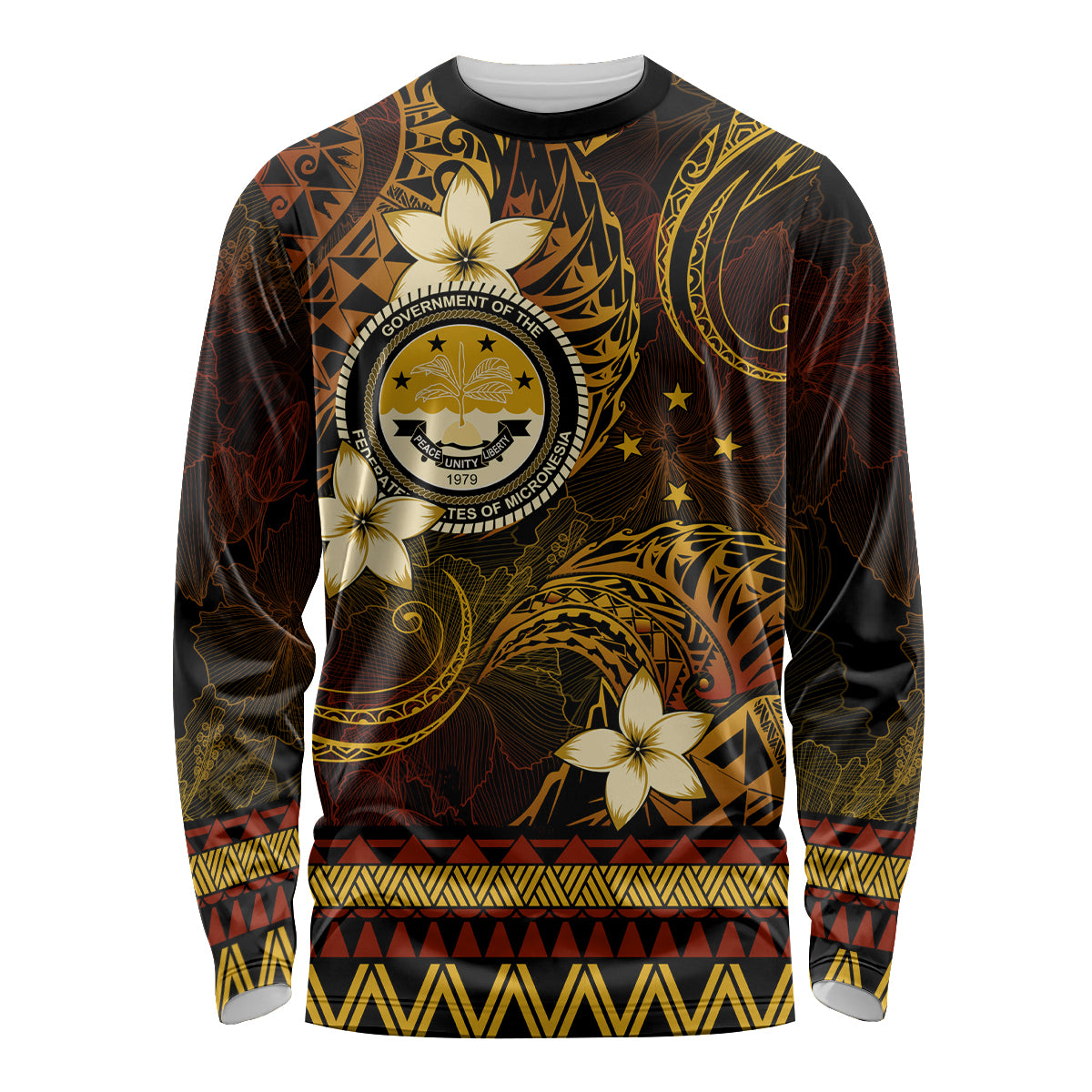 FSM Culture Day Long Sleeve Shirt Tribal Pattern Gold Version LT01 Unisex Gold - Polynesian Pride