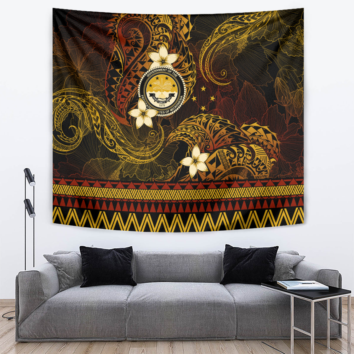 FSM Culture Day Tapestry Tribal Pattern Gold Version LT01 Gold - Polynesian Pride