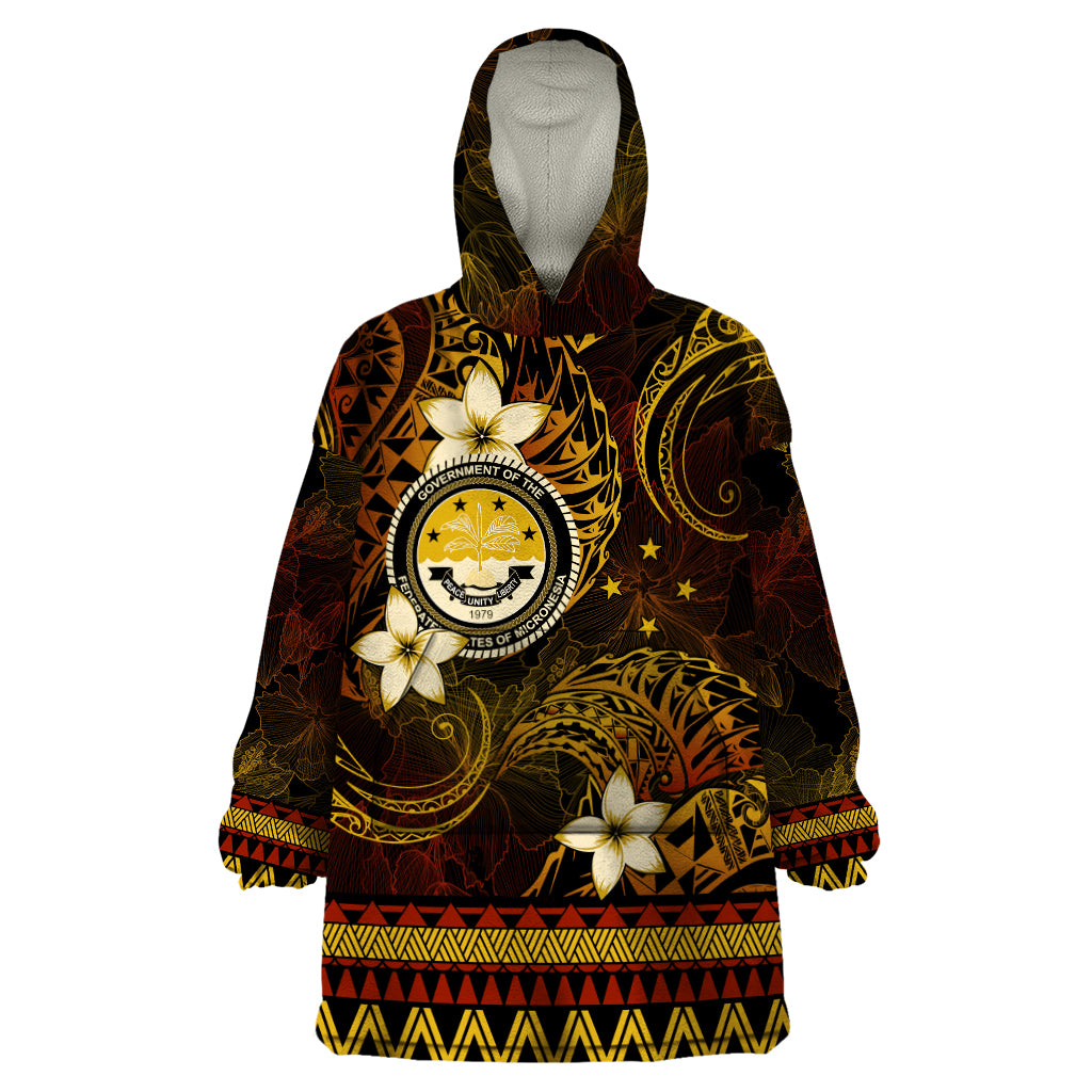 FSM Culture Day Wearable Blanket Hoodie Tribal Pattern Gold Version LT01 One Size Gold - Polynesian Pride