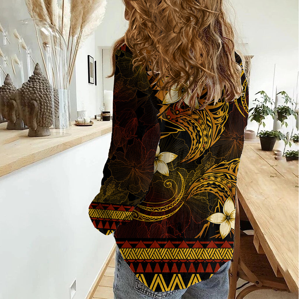 FSM Culture Day Women Casual Shirt Tribal Pattern Gold Version LT01 - Polynesian Pride
