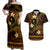 FSM Chuuk State Couples Matching Off Shoulder Maxi Dress and Hawaiian Shirt Tribal Pattern Gold Version LT01 Gold - Polynesian Pride