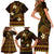 FSM Chuuk State Family Matching Short Sleeve Bodycon Dress and Hawaiian Shirt Tribal Pattern Gold Version LT01 - Polynesian Pride