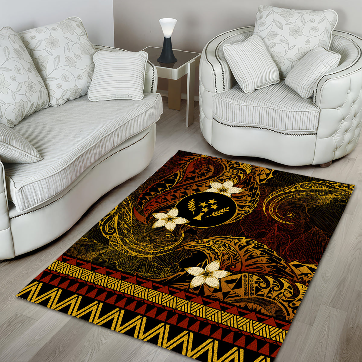 FSM Kosrae State Area Rug Tribal Pattern Gold Version LT01 - Polynesian Pride