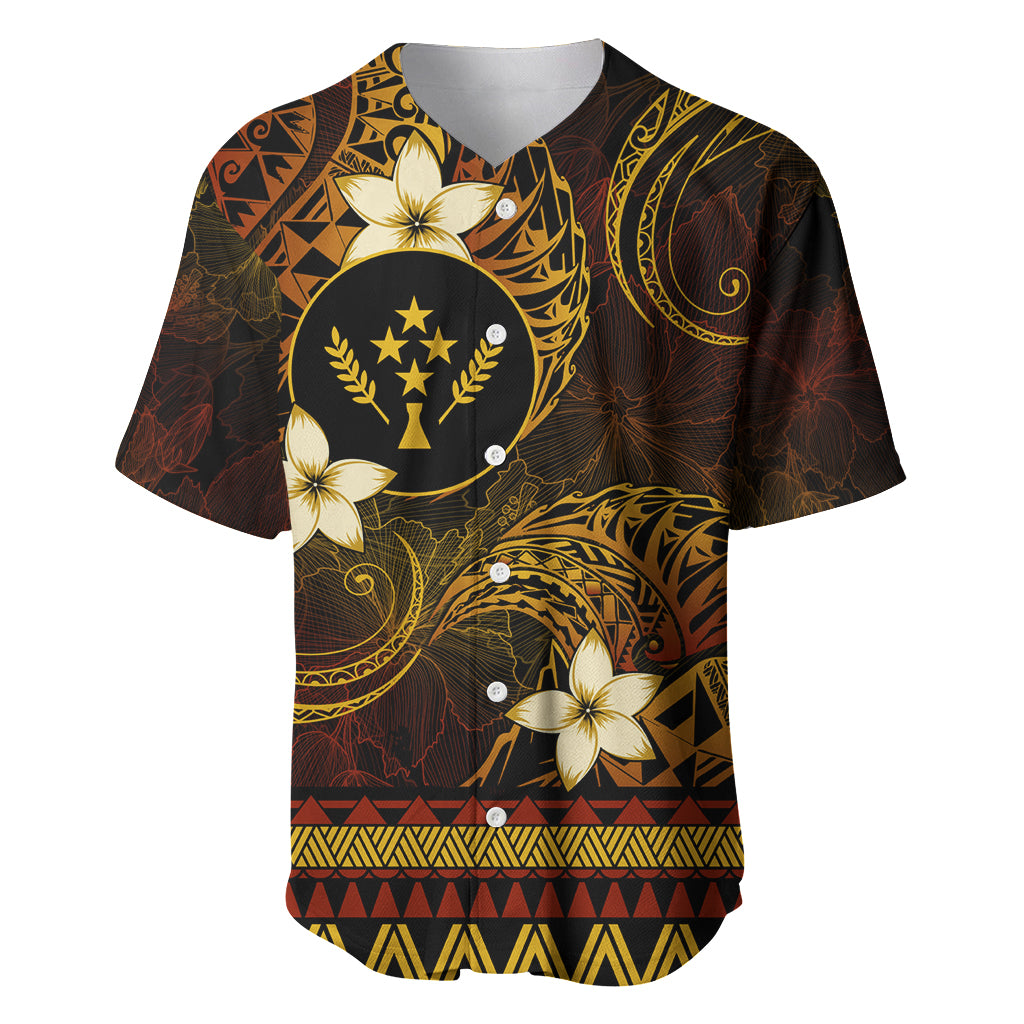 FSM Kosrae State Baseball Jersey Tribal Pattern Gold Version LT01 Gold - Polynesian Pride