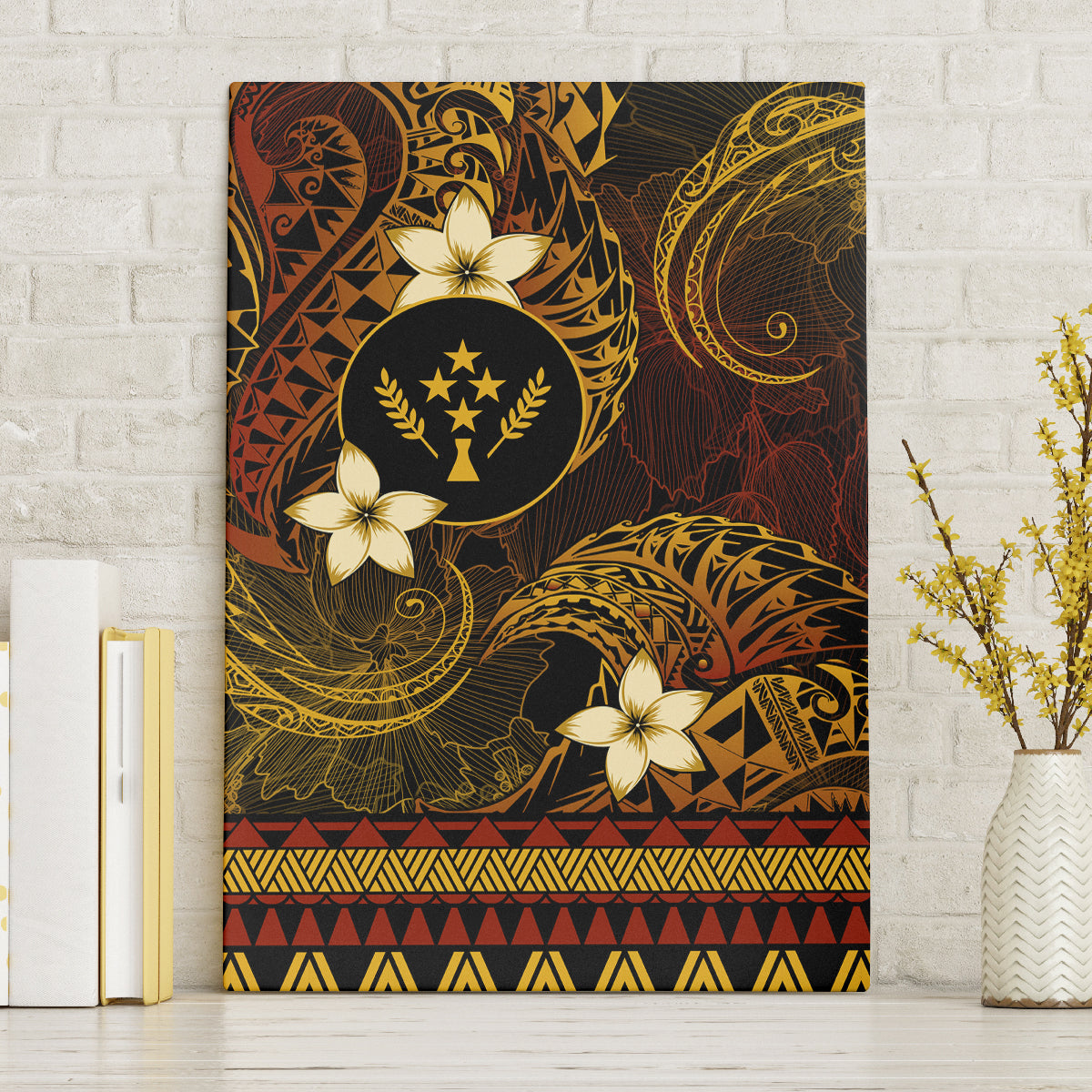 FSM Kosrae State Canvas Wall Art Tribal Pattern Gold Version LT01 Gold - Polynesian Pride