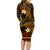 FSM Kosrae State Family Matching Long Sleeve Bodycon Dress and Hawaiian Shirt Tribal Pattern Gold Version LT01 - Polynesian Pride