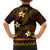 FSM Kosrae State Family Matching Off Shoulder Short Dress and Hawaiian Shirt Tribal Pattern Gold Version LT01 - Polynesian Pride