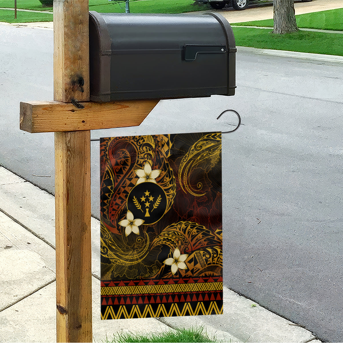 FSM Kosrae State Garden Flag Tribal Pattern Gold Version LT01 - Polynesian Pride