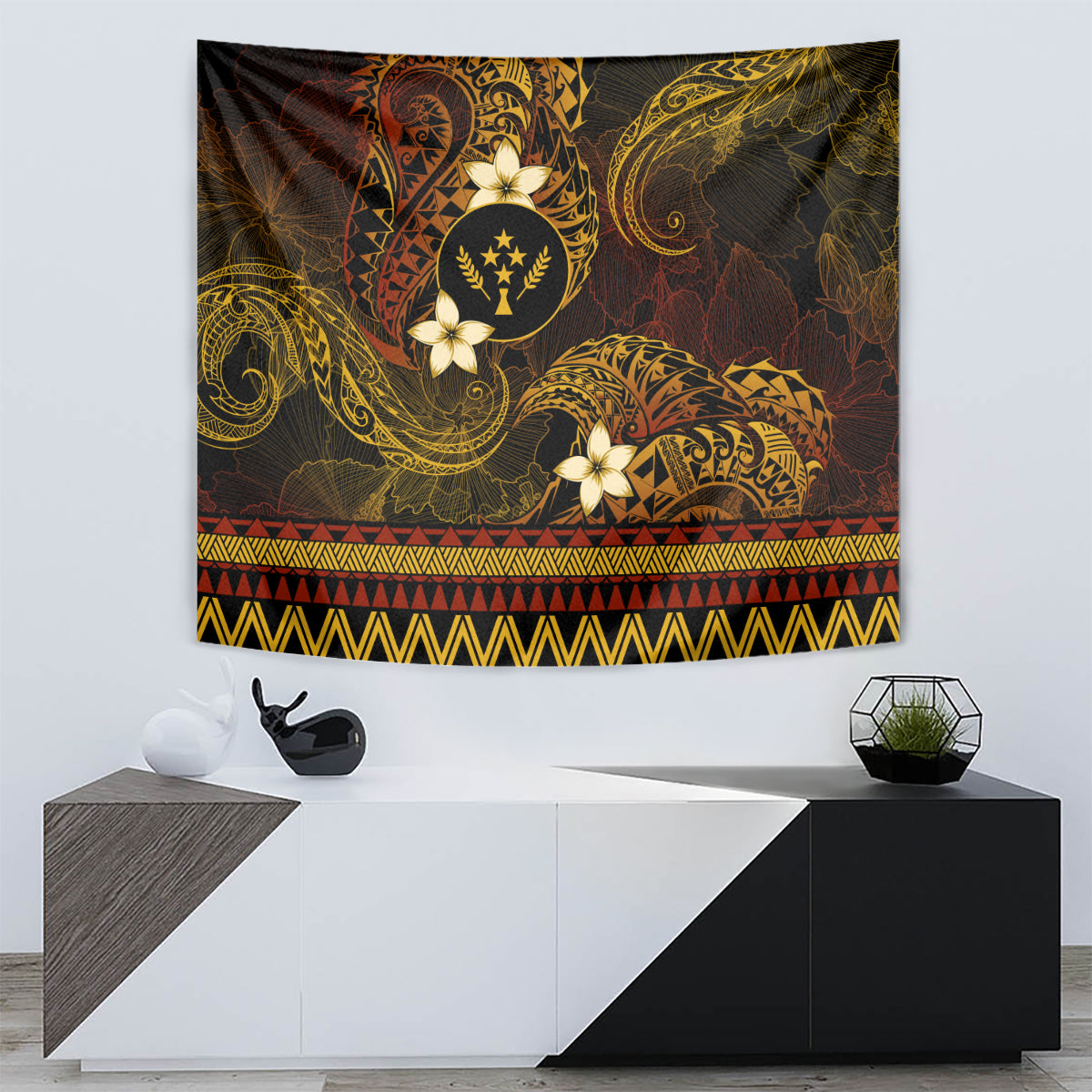 FSM Kosrae State Tapestry Tribal Pattern Gold Version LT01 - Polynesian Pride