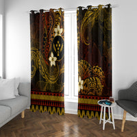 FSM Kosrae State Window Curtain Tribal Pattern Gold Version LT01 With Grommets Gold - Polynesian Pride