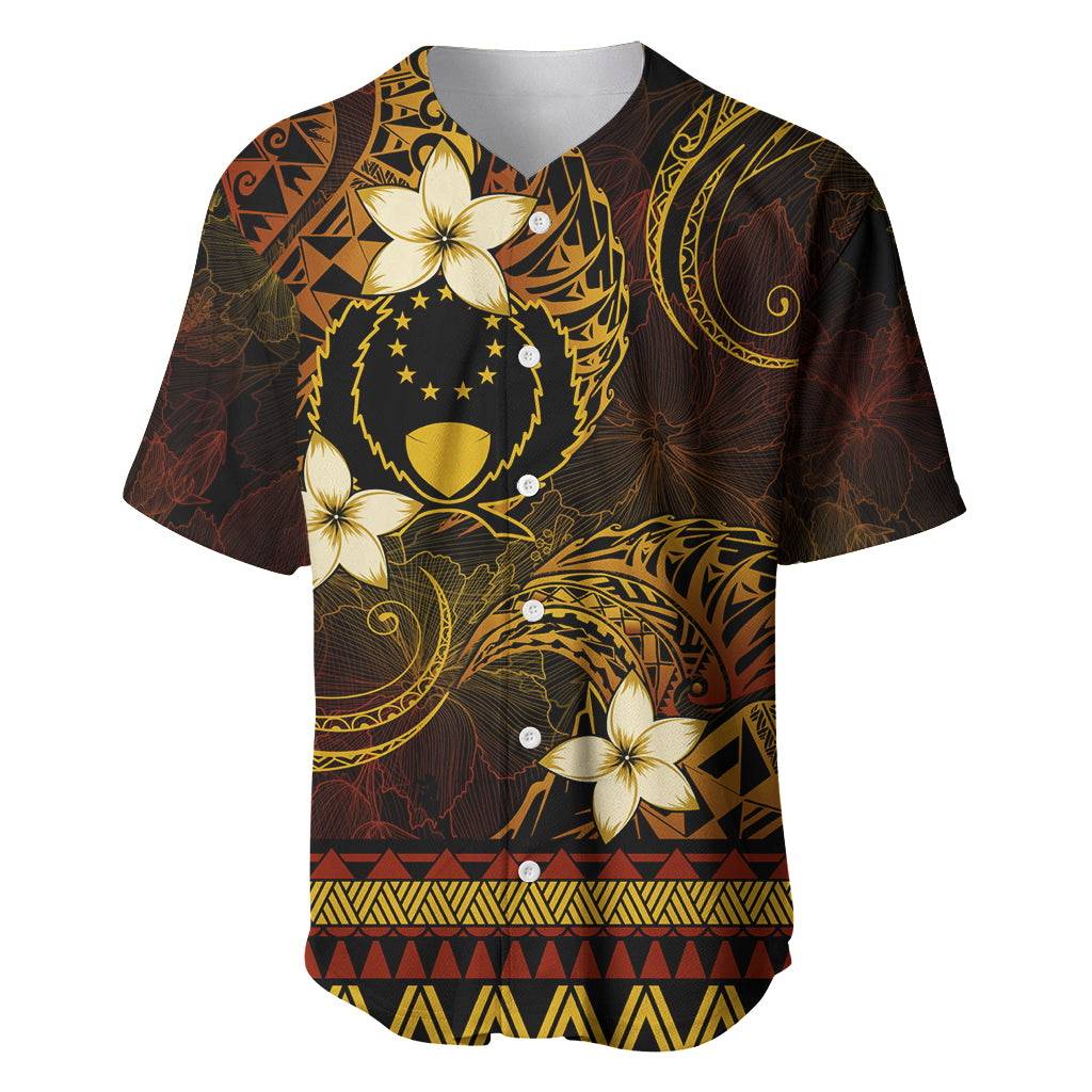 FSM Pohnpei State Baseball Jersey Tribal Pattern Gold Version LT01 Gold - Polynesian Pride