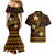 FSM Pohnpei State Couples Matching Mermaid Dress and Hawaiian Shirt Tribal Pattern Gold Version LT01 - Polynesian Pride