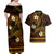 FSM Pohnpei State Couples Matching Off Shoulder Maxi Dress and Hawaiian Shirt Tribal Pattern Gold Version LT01 - Polynesian Pride