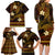 FSM Pohnpei State Family Matching Long Sleeve Bodycon Dress and Hawaiian Shirt Tribal Pattern Gold Version LT01 - Polynesian Pride