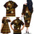 FSM Pohnpei State Family Matching Off Shoulder Long Sleeve Dress and Hawaiian Shirt Tribal Pattern Gold Version LT01 - Polynesian Pride