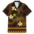 FSM Pohnpei State Family Matching Off Shoulder Long Sleeve Dress and Hawaiian Shirt Tribal Pattern Gold Version LT01 Dad's Shirt - Short Sleeve Gold - Polynesian Pride