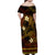 FSM Pohnpei State Family Matching Off Shoulder Maxi Dress and Hawaiian Shirt Tribal Pattern Gold Version LT01 - Polynesian Pride