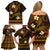 FSM Pohnpei State Family Matching Off Shoulder Short Dress and Hawaiian Shirt Tribal Pattern Gold Version LT01 - Polynesian Pride