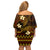 FSM Pohnpei State Family Matching Off Shoulder Short Dress and Hawaiian Shirt Tribal Pattern Gold Version LT01 - Polynesian Pride