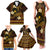 FSM Pohnpei State Family Matching Tank Maxi Dress and Hawaiian Shirt Tribal Pattern Gold Version LT01 - Polynesian Pride