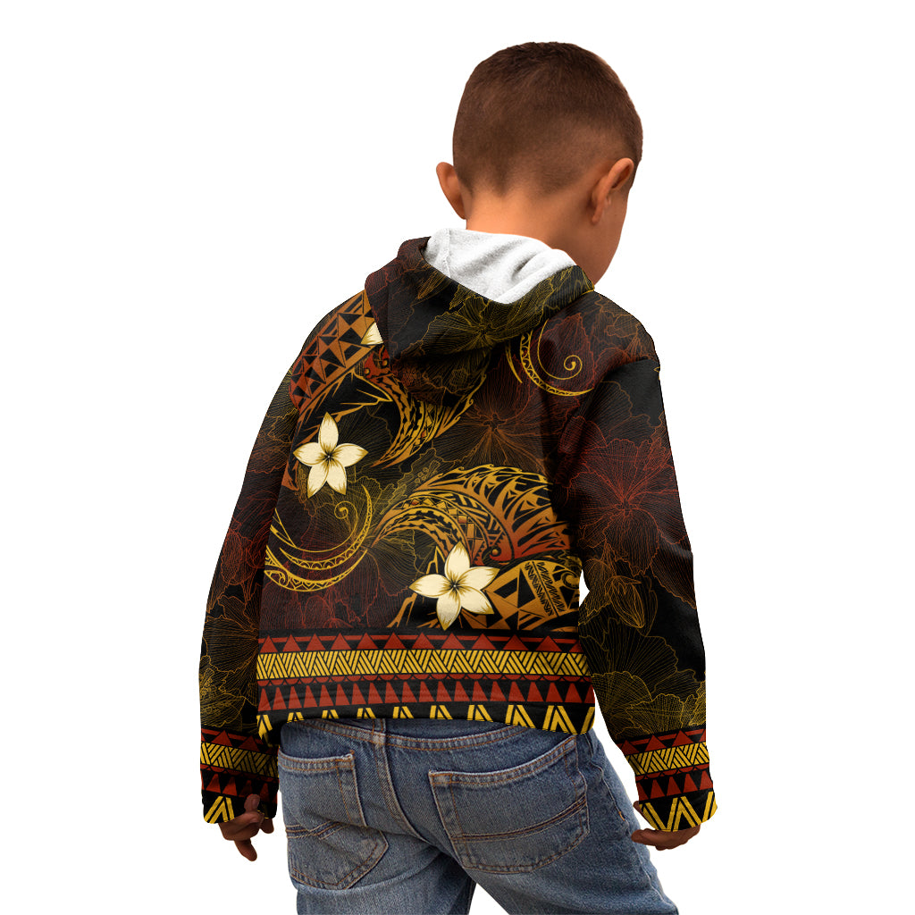 FSM Pohnpei State Kid Hoodie Tribal Pattern Gold Version LT01 - Polynesian Pride