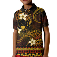 FSM Pohnpei State Kid Polo Shirt Tribal Pattern Gold Version LT01 Kid Gold - Polynesian Pride