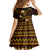 FSM Pohnpei State Kid Short Sleeve Dress Tribal Pattern Gold Version LT01 - Polynesian Pride