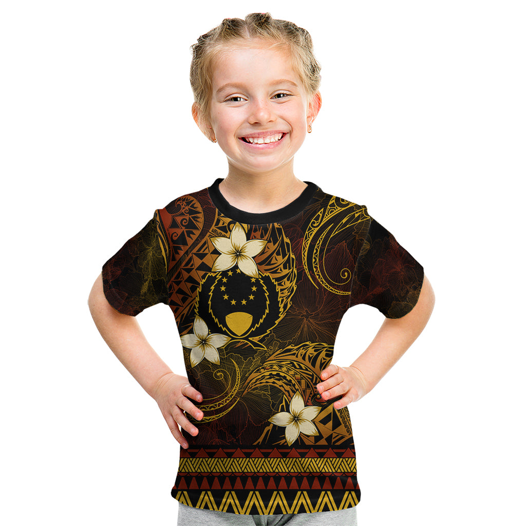 FSM Pohnpei State Kid T Shirt Tribal Pattern Gold Version LT01 Gold - Polynesian Pride