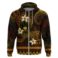 FSM Pohnpei State Zip Hoodie Tribal Pattern Gold Version LT01 Zip Hoodie Gold - Polynesian Pride