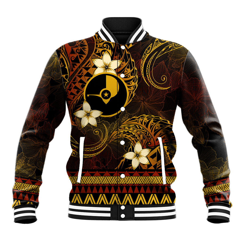FSM Yap State Baseball Jacket Tribal Pattern Gold Version LT01 Unisex Gold - Polynesian Pride