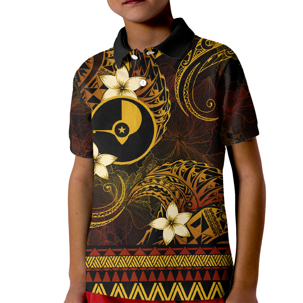 FSM Yap State Kid Polo Shirt Tribal Pattern Gold Version LT01 Kid Gold - Polynesian Pride