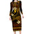 FSM Yap State Long Sleeve Bodycon Dress Tribal Pattern Gold Version LT01 Long Dress Gold - Polynesian Pride